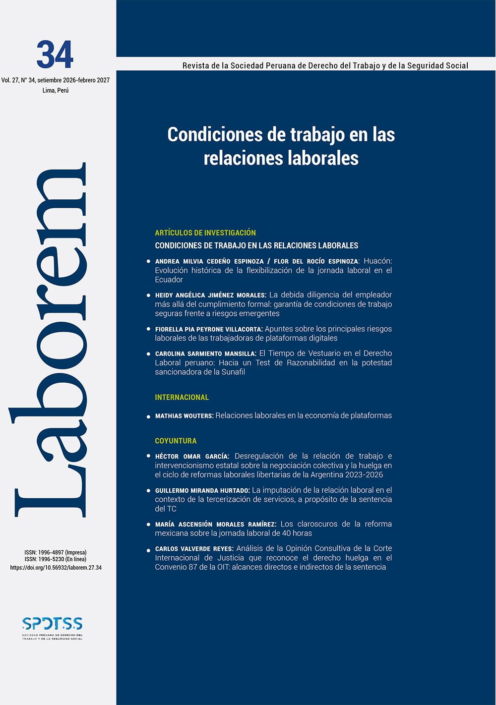 					Ver Vol. 27 Núm. 34 (2026): Condiciones de trabajo en las relaciones laborales
				
