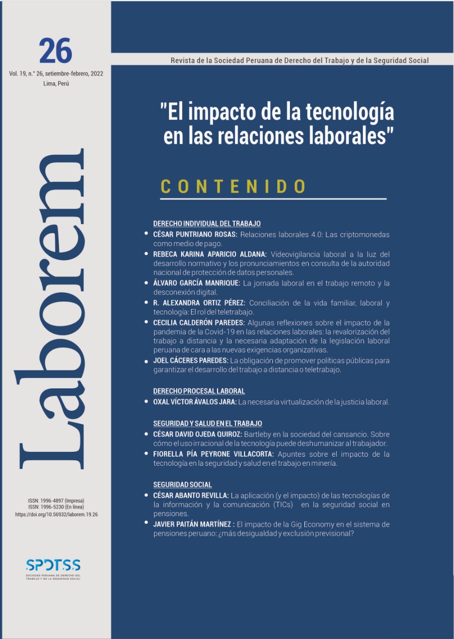 Algunas reflexiones sobre el impacto de la pandemia de la Covid-19 en las  relaciones laborales: la revalorización del trabajo a distancia y la  necesaria adaptación de la legislación laboral peruana de cara
