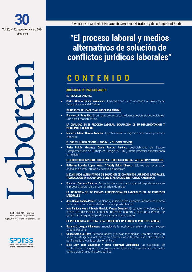 					Ver Vol. 23 Núm. 30 (2024): El proceso laboral y medios alternativos de solución de conflictos jurídicos laborales
				