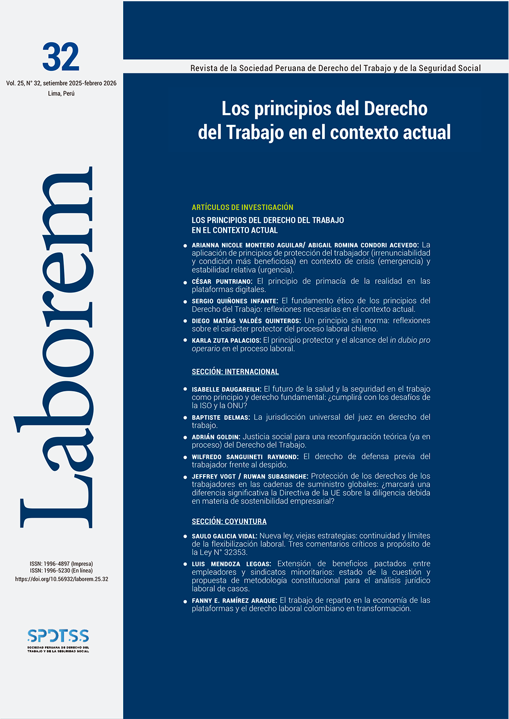 					Ver Vol. 25 Núm. 32 (2025): Los principios del Derecho del Trabajo en el contexto actual
				